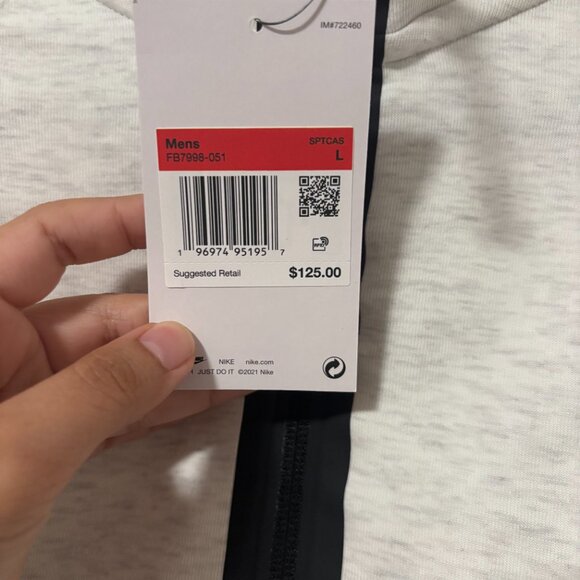 Nike Tech Fleece 1/4 Zip Sweatshirt Grey FB7998-051 Men's Pullover Size L - Picture 3 of 4